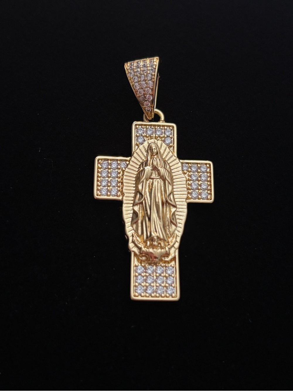 Gold Plated Virgin Mary Cross Pendant